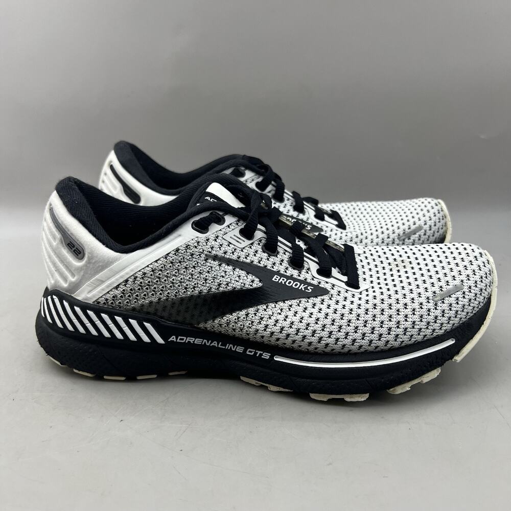 Brooks Adrenaline GTS 22 Running Shoes Women's 6.5 B White Black Comfort Sneaker